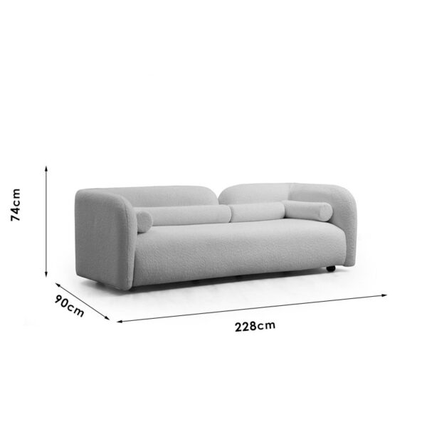 Καναπές 3θέσιος Tranquil I pakoworld ύφασμα μπουκλέ κρεμ 228x90x74εκ (x1) - Image 5