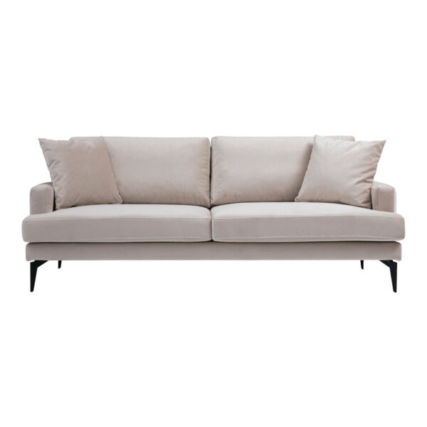 Καναπές 2θέσιος Fortune pakoworld βελούδο μπεζ-μαύρο 175x90x88εκ (x1) - Image 3