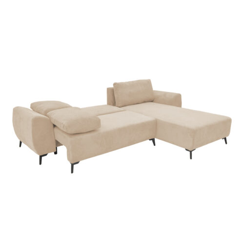 Kαναπές κρεβάτι τριθέσιος αναστρέψιμος Settee pakoworld ύφασμα με αποθηκευτικό χώρο σε μπεζ απόχρωση 286x204x93εκ (x1)