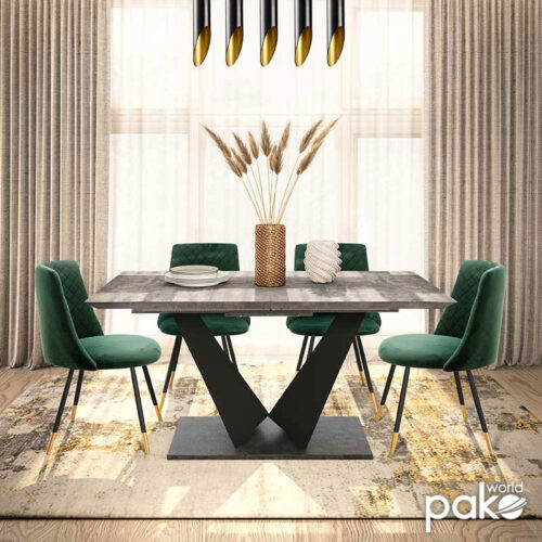 Τραπέζι Gordon pakoworld επεκτεινόμενο γκρι cement- πόδι μαύρο μέταλλο 160-200x90x75εκ (x1)