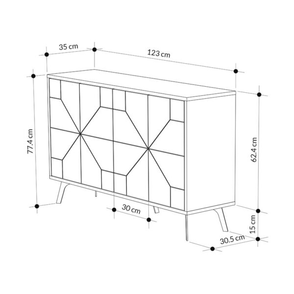 Μπουφές Ursula pakoworld μαύρο μαρμάρου 123x35x77.5εκ (x1) - Image 3