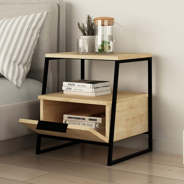 Κομοδίνο Johana pakoworld μαύρο-oak 45x40x50εκ (x1)