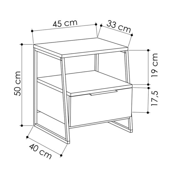 Κομοδίνο Johana pakoworld μαύρο-εκρού 45x40x50εκ (x1) - Image 2