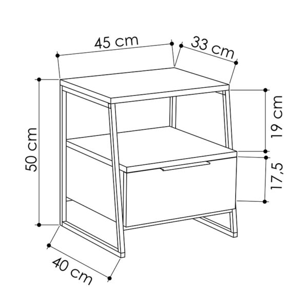 Κομοδίνο Johana pakoworld μαύρο-εκρού 45x40x50εκ (x1) - Image 3