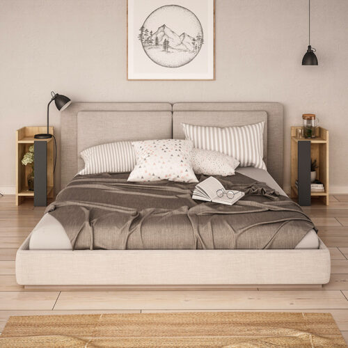 Κομοδίνο Immerse pakoworld σετ 2 τμχ. oak-ανθρακί 27x25x60εκ (x1)