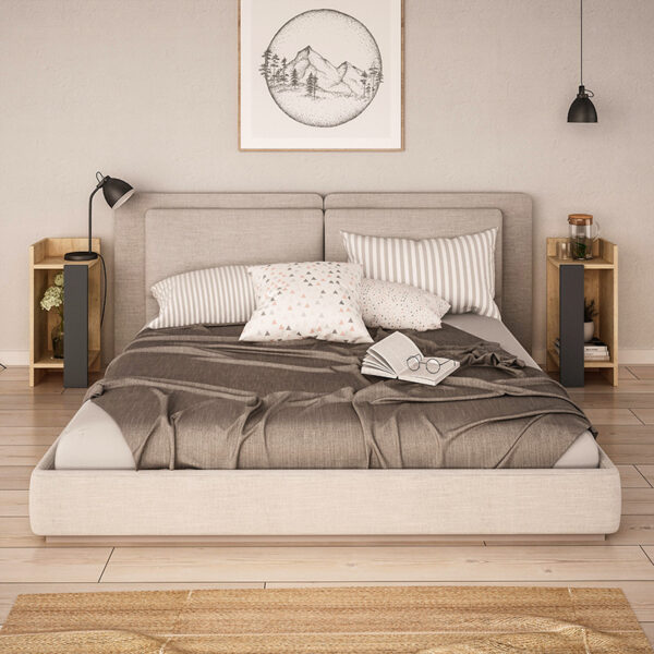 Κομοδίνο Immerse pakoworld σετ 2 τμχ. oak-ανθρακί 27x25x60εκ (x1)