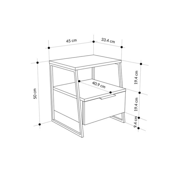 Κομοδίνο Johana pakoworld μαύρο-λευκό 45x40x50εκ (x1) - Image 3