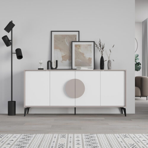 Μπουφές Gora pakoworld σε λευκή με μόκα απόχρωση  180x35.6x82εκ (x1)