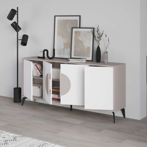 Μπουφές Gora pakoworld σε λευκή με μόκα απόχρωση  180x35.6x82εκ (x1) - Image 3