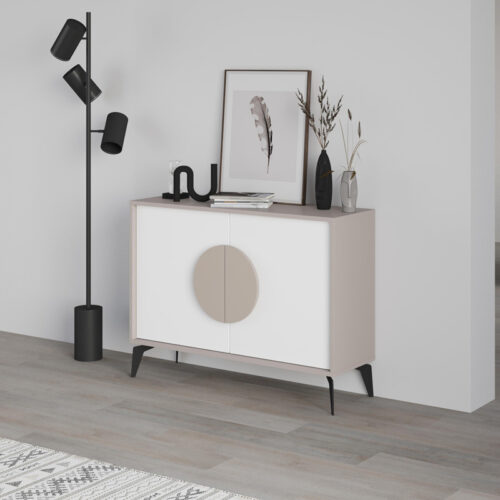 Μπουφές Gora pakoworld σε μόκα - λευκή απόχρωση 110x35.6x82εκ (x1)