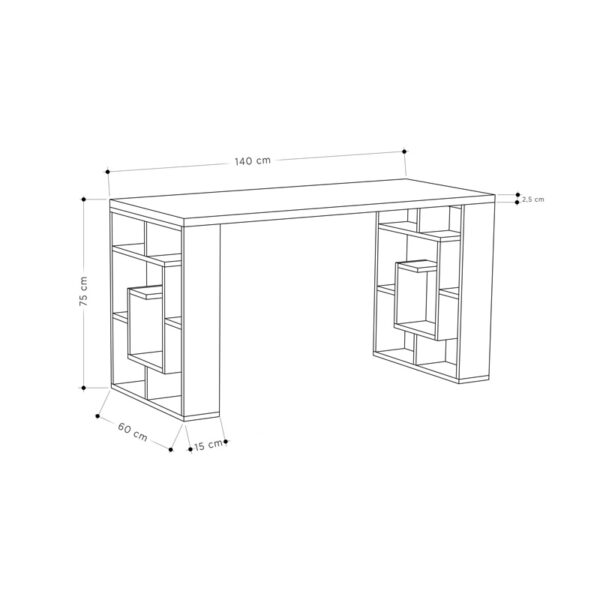 Γραφείο Labirent pakoworld χρώμα λευκό-μόκα 140x60x75εκ (x1) - Image 3