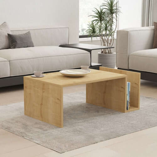 Τραπέζι σαλονιού Poko pakoworld σε oak απόχρωση 86.8x50x32,4εκ (x1)