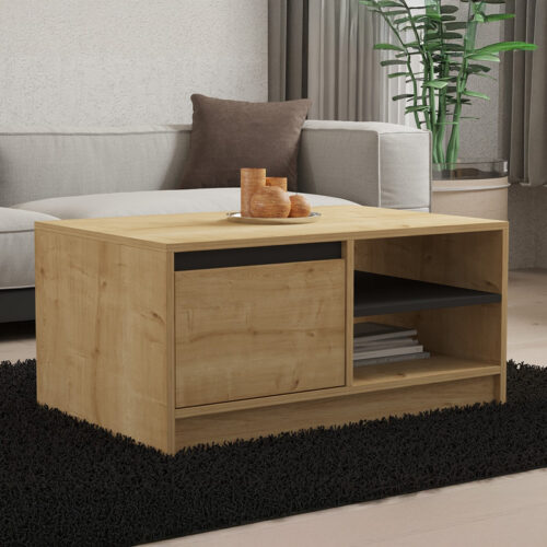 Τραπέζι σαλονιού Narli pakoworld σε oak απόχρωση 90x60x45εκ (x1)