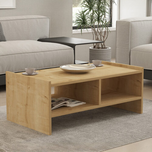 Τραπέζι σαλονιού Tiena pakoworld σε oak απόχρωση 90x50x35εκ (x1)