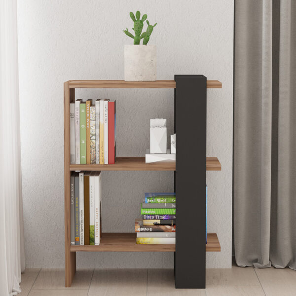 Βιβλιοθήκη Maverick pakoworld σε sonoma-ανθρακί απόχρωση 51,8x25x70εκ (x1) - Image 2