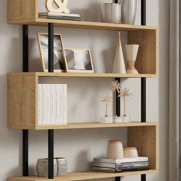 Βιβλιοθήκη Ziza pakoworld σε oak  απόχρωση 90x22x162.6εκ (x1) - Image 3