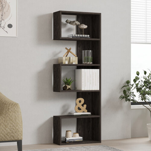 Βιβλιοθήκη Cascade pakoworld σε σκούρο καρυδί απόχρωση 51.8x22x150εκ (x1)