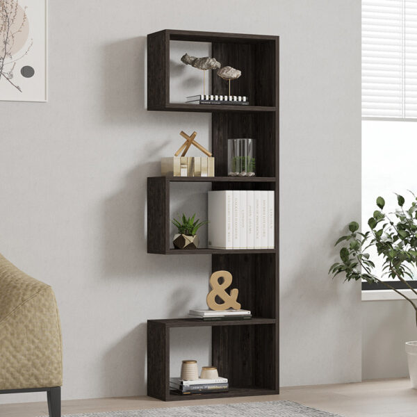 Βιβλιοθήκη Cascade pakoworld σε σκούρο καρυδί απόχρωση 51.8x22x150εκ (x1)