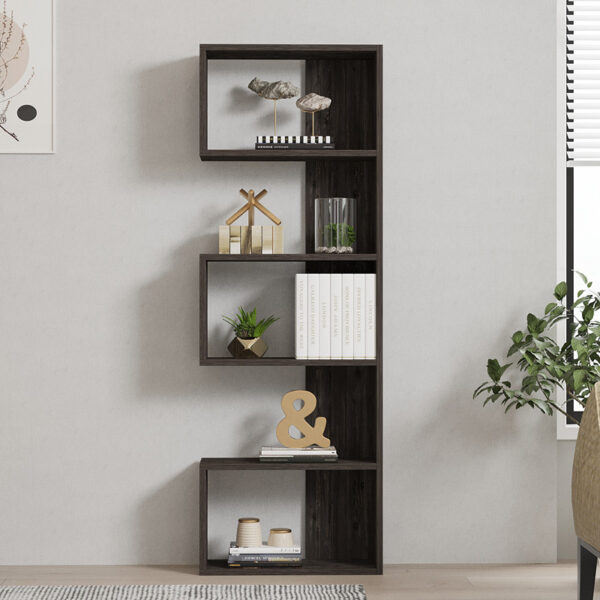 Βιβλιοθήκη Cascade pakoworld σε σκούρο καρυδί απόχρωση 51.8x22x150εκ (x1) - Image 2