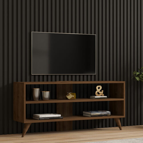 Έπιπλο τηλεόρασης Prestige pakoworld σε καρυδί απόχρωση 120x29,6x50εκ (x1)