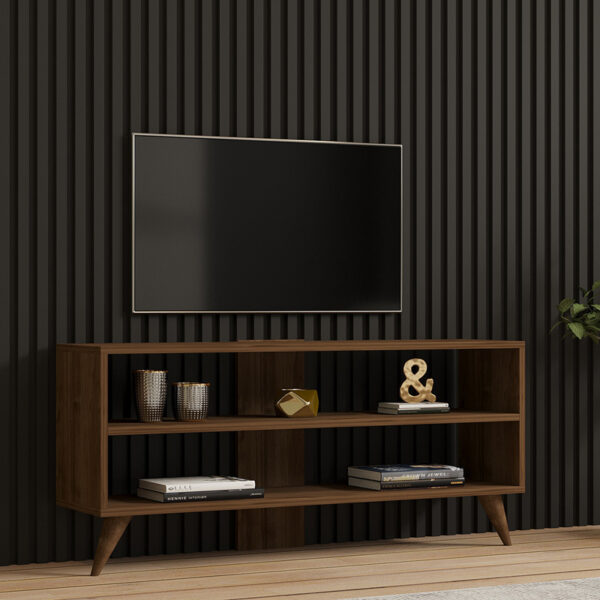 Έπιπλο τηλεόρασης Prestige pakoworld σε καρυδί απόχρωση 120x29,6x50εκ (x1)