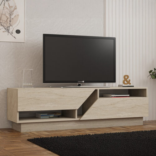Έπιπλο τηλεόρασης Cogo pakoworld σε όψη τραβερτίνας 160x40x45εκ (x1)