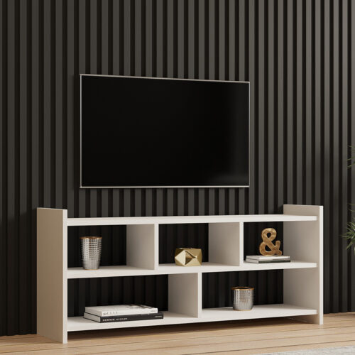 Έπιπλο τηλεόρασης Kapri pakoworld σε λευκή απόχρωση 120x28x55εκ (x1)