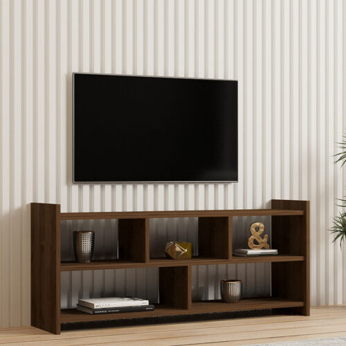 Έπιπλο τηλεόρασης Kapri pakoworld σε καρυδί απόχρωση 120x28x55εκ (x1)