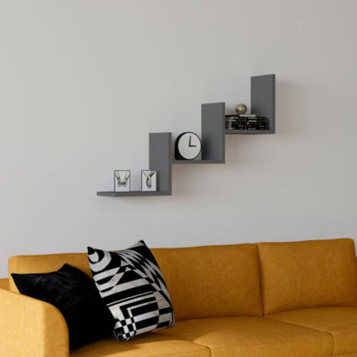 Ραφιέρα τοίχου Mauer pakoworld σε ανθρακί απόχρωση 90x19,6x60εκ (x1)