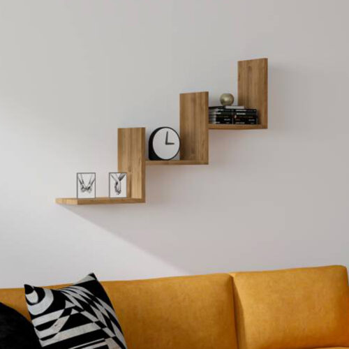 Ραφιέρα τοίχου Mauer pakoworld σε καρυδι απόχρωση 90x19,6x60εκ (x1)