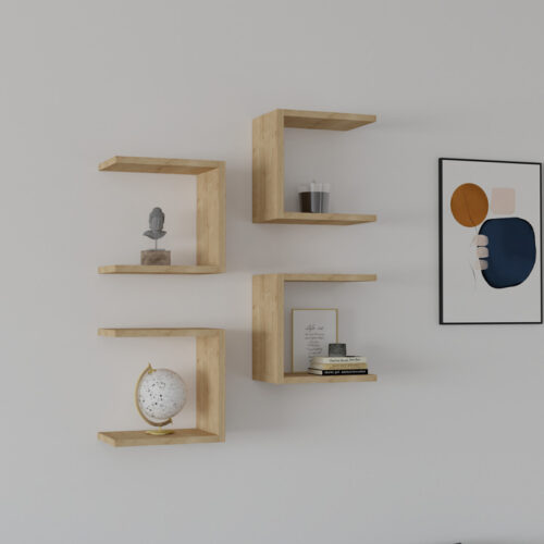 Ραφιέρα τοίχου Perari pakoworld 4τεμ.σε oak  απόχρωση 30x19.6x30εκ (x1)