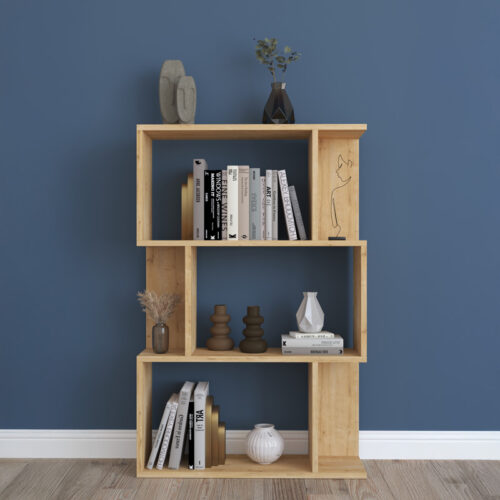 Βιβλιοθήκη Kadu pakoworld σε oak απόχρωση  72x22x108εκ (x1)