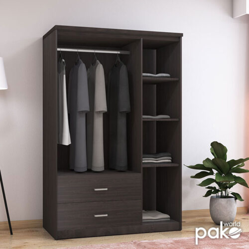 Ντουλάπα ρούχων τρίφυλλη OLYMPUS pakoworld χρώμα wenge 120x57x183εκ (x1)