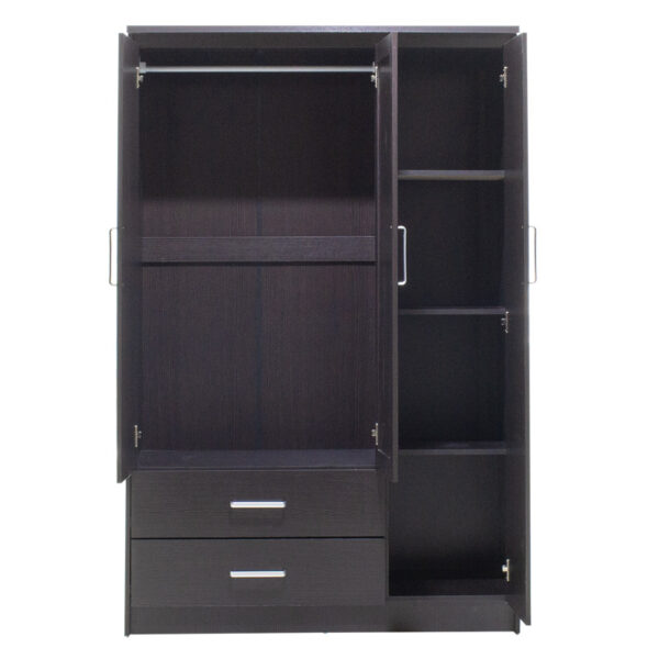 Ντουλάπα ρούχων τρίφυλλη OLYMPUS pakoworld χρώμα wenge 120x57x183εκ (x1) - Image 3