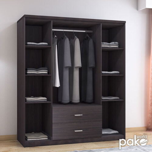 Ντουλάπα ρούχων τετράφυλλη OLYMPUS pakoworld χρώμα wenge 159x57x183εκ (x1)