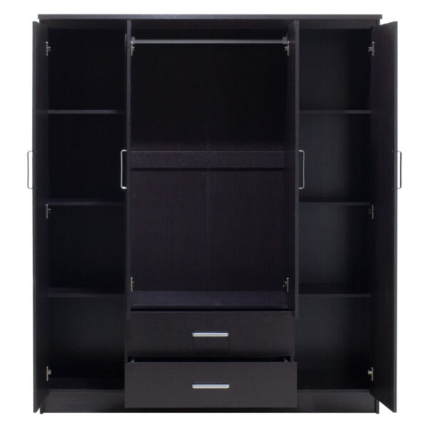 Ντουλάπα ρούχων τετράφυλλη OLYMPUS pakoworld χρώμα wenge 159x57x183εκ (x1) - Image 3