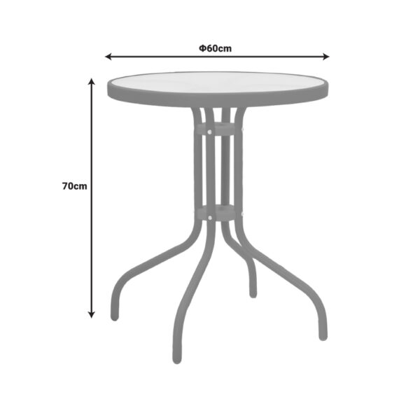 Τραπέζι Watson pakoworld μέταλλο σαμπανιζέ-γυαλί Φ60x70εκ (x1) - Image 3