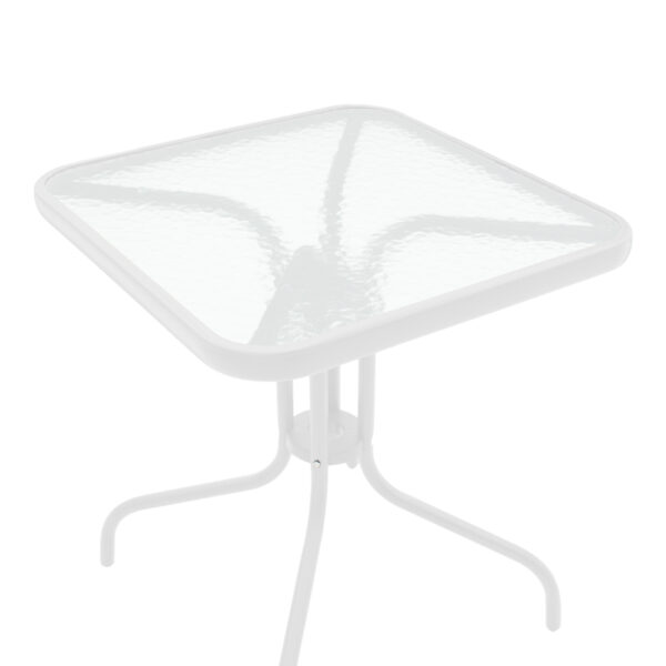 Τραπέζι Watson pakoworld μέταλλο λευκό- γυαλί 70x70x70εκ (x1) - Image 2