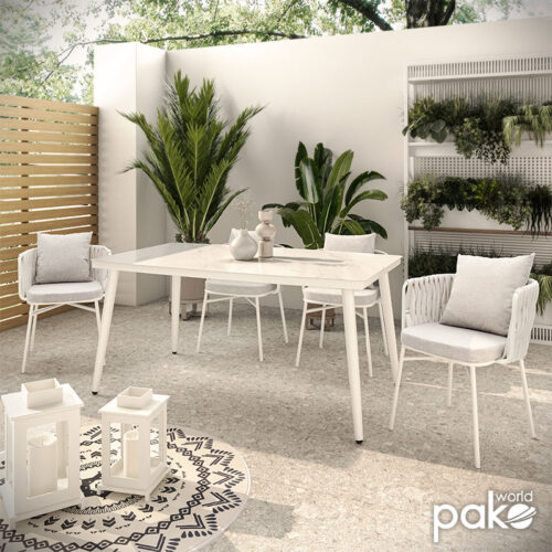 Τραπέζι Zeren pakoworld μέταλλο λευκό-γυαλί 160x90x78εκ (x1)