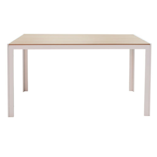 Τραπέζι Nares pakoworld αλουμίνιο λευκό-plywood φυσικό 140x80x72.5εκ (x1)