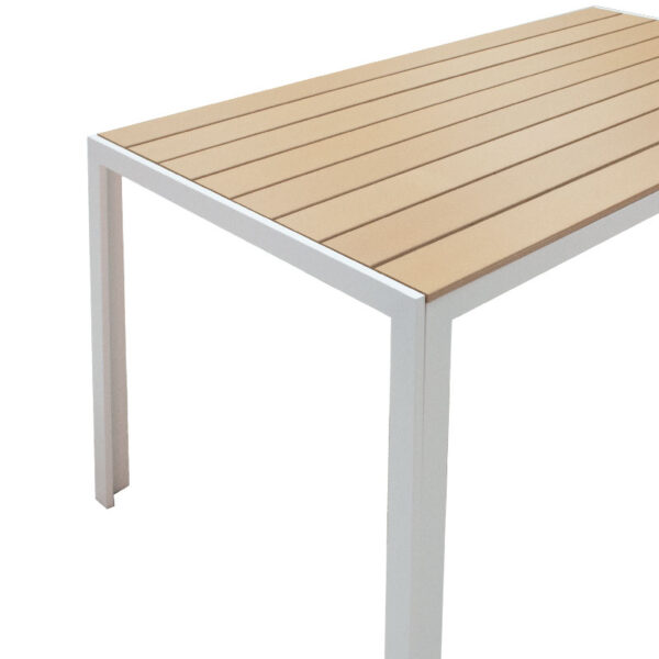 Τραπέζι Nares pakoworld αλουμίνιο λευκό-plywood φυσικό 140x80x72.5εκ (x1) - Image 2