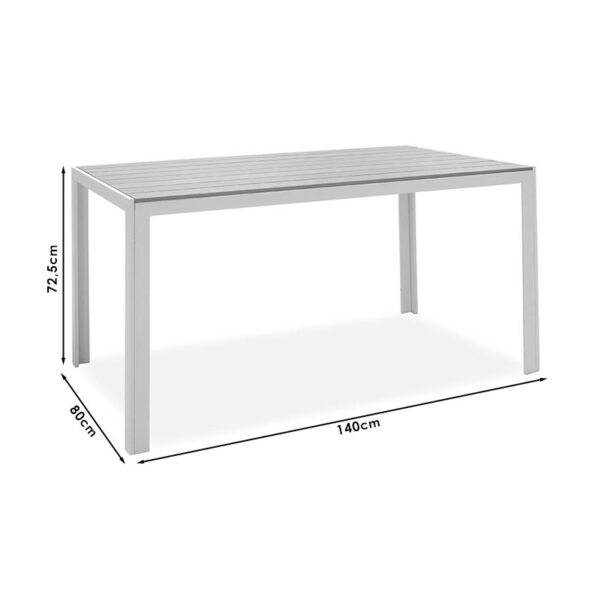 Τραπέζι Nares pakoworld αλουμίνιο λευκό-plywood φυσικό 140x80x72.5εκ (x1) - Image 3