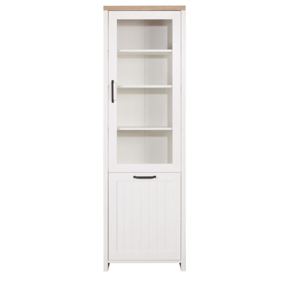 Βιτρίνα VERNE Μονόφυλλη 59.7x37.2x191.6cm Λευκό-Φυσικός Δρυς - Image 3