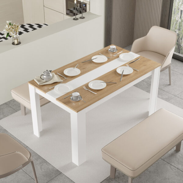 Τραπέζι Sepen pakoworld σε φυσική-λευκή απόχρωση 140x80x74εκ (x1) - Image 2