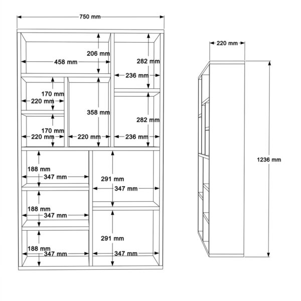Βιβλιοθήκη Boteca 10θέσεων pakoworld σε λευκή απόχρωση 75x22x123.6εκ (x1) - Image 3