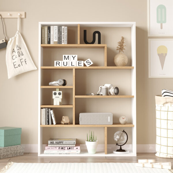 Βιβλιοθήκη Decora pakoworld σε φυσικό-λευκό απόχρωση 90x22x123.6εκ (x1) - Image 2