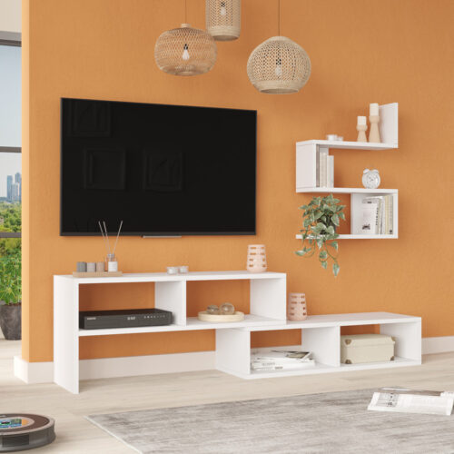 Σύνθετο σαλονιού Kakomo pakoworld σε λευκή απόχρωση 170x29.5x43εκ (x1)