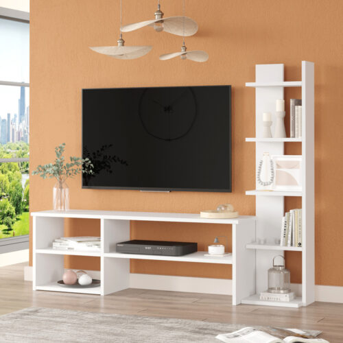 Σύνθετο σαλονιού Perla pakoworld σε λευκή απόχρωση 120x29.5x41,8εκ (x1)