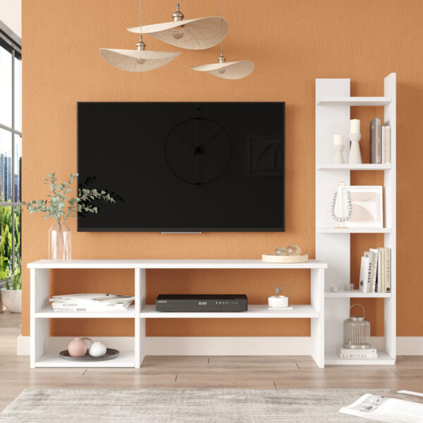 Σύνθετο σαλονιού Perla pakoworld σε λευκή απόχρωση 120x29.5x41,8εκ (x1) - Image 2