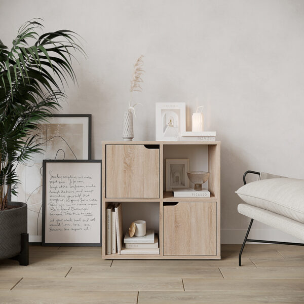Βιβλιοθήκη Bookel pakoworld σε sonoma απόχρωση 59.6x27.5x60.4εκ (x1)